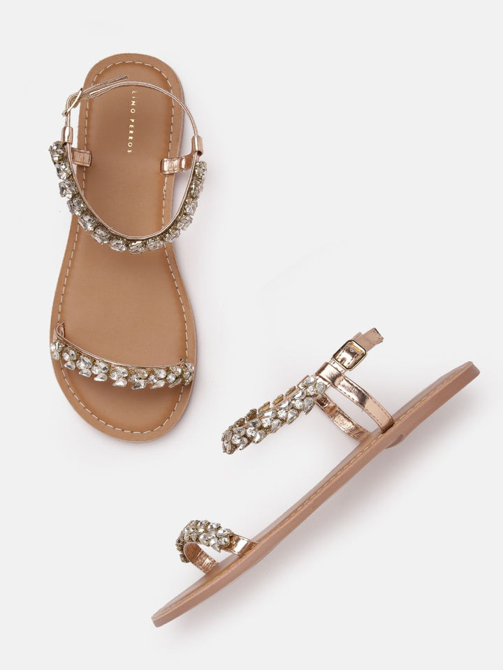 Lino Perros Women Embellished Party Open Toe Flats