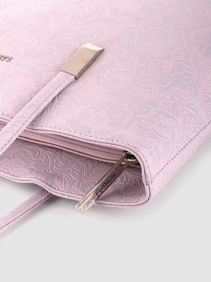 Lino Perros Women Lavender Floral Textured Structured Laptop Bag