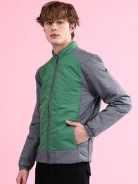 The Indian Garage Co Colourblocked Mock Collar Long Sleeves Padded Jacket