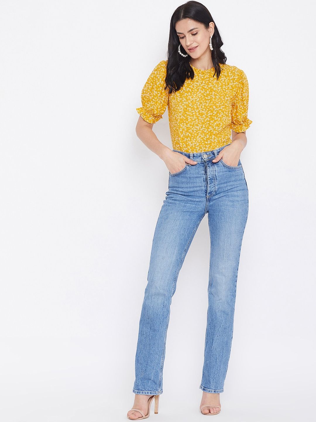 Berrylush Women Yellow Printed Top
