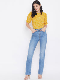 Berrylush Women Yellow Printed Top