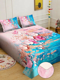 Moda Rapido X KLOTTHE Blue Floral 400 TC King Bedsheet with 2 Pillow Covers
