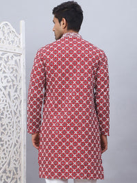 Jompers Floral Printed Mandarin Collar Straight Kurta