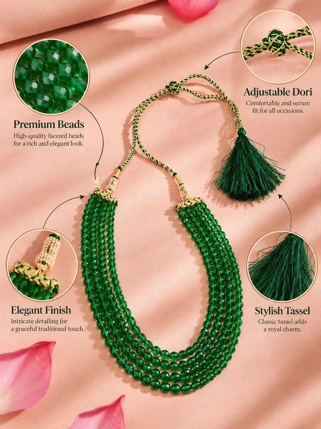 Kalung Manik Tiruan Bersalut Emas PANASH