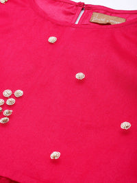 Shae by SASSAFRAS Fuchsia & Gold-Toned Ethnic A-Line Midi Dress