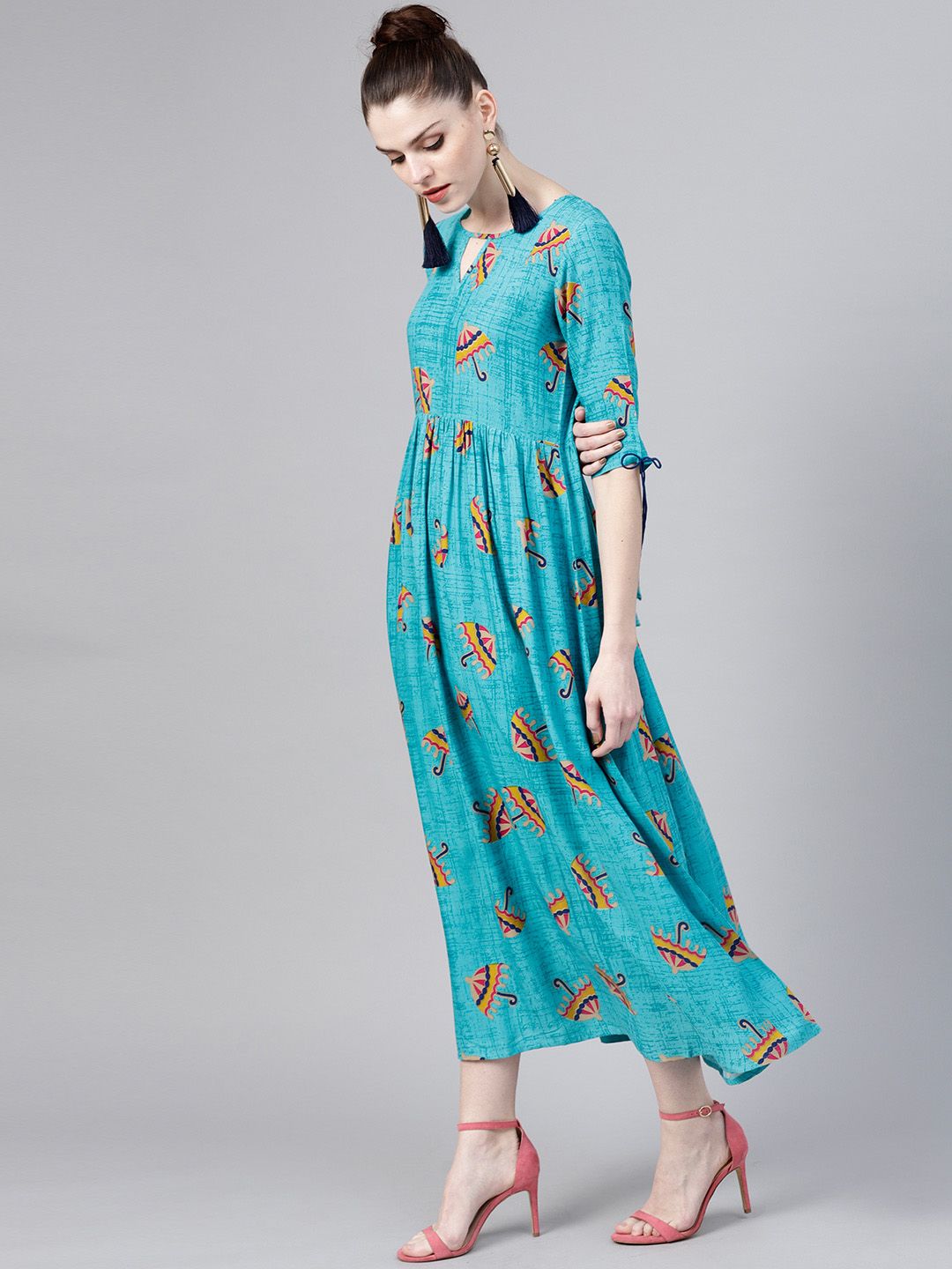 Gerua By Libas Women Blue Printed Maxi Dress