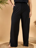 CURVY STREET Women Plus Size Straight Fit Parallel Trousers