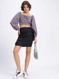 DressBerry Cutie Couture Tie-Up Pleated Smocked Back Crop Top