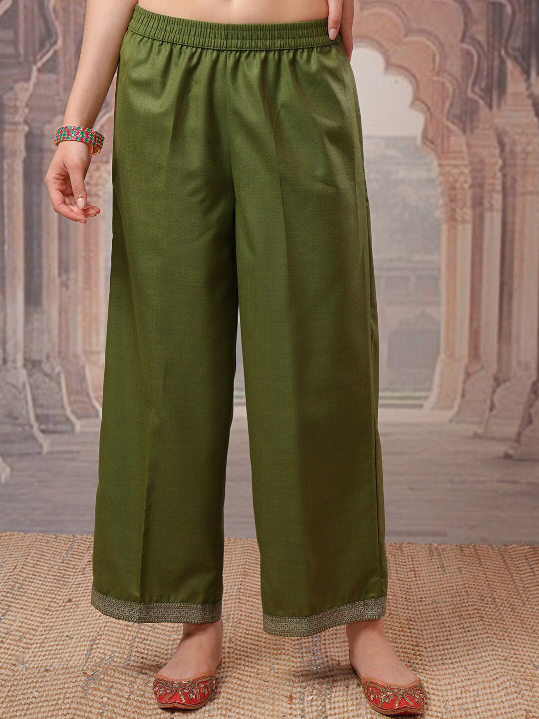 Vishudh Green Ethnic Motifs Printed Kurta with Palazzo & Dupatta