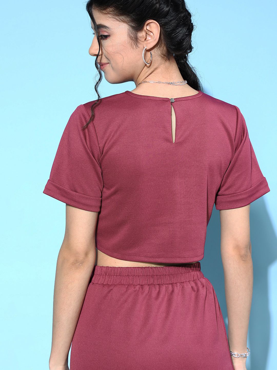 Athena Women Elegant Mauve Solid Top with Skirt