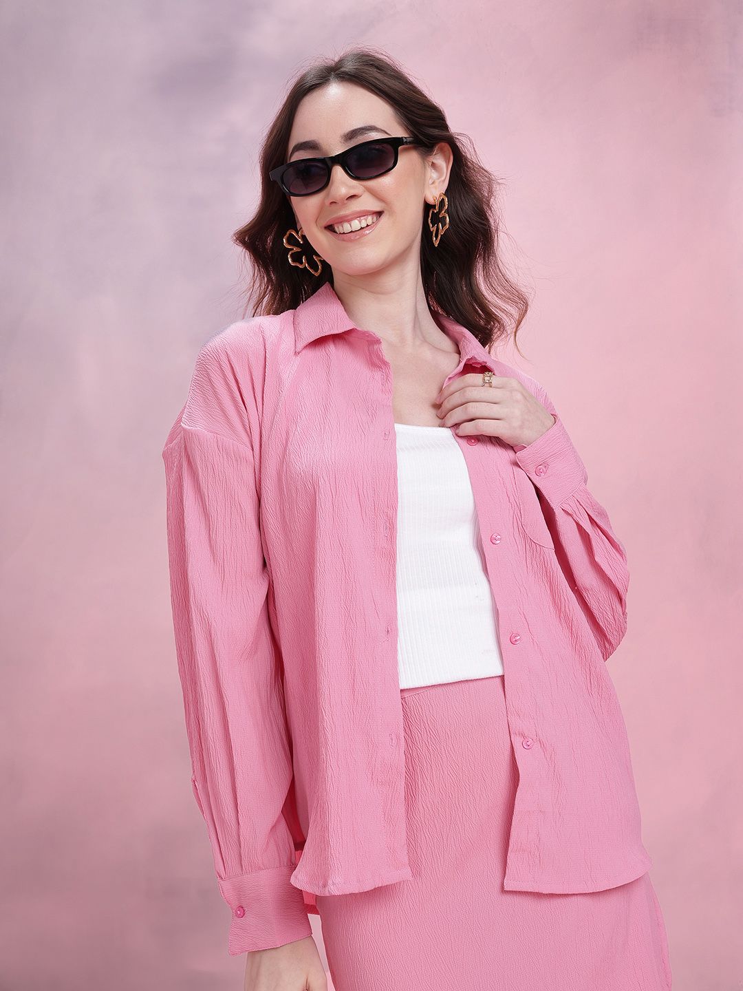 DressBerry Crinkled Relaxed Fit Co-Ord Set