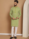 Anouk Ethnic Motifs Embroidered Regular Thread Work Pure Cotton Kurta with Churidar