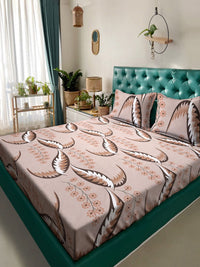 Myntra Elegant Homes Book Fold Brown Printed 300 TC Fitted King Bedsheet Set 2.5m x 2.25m