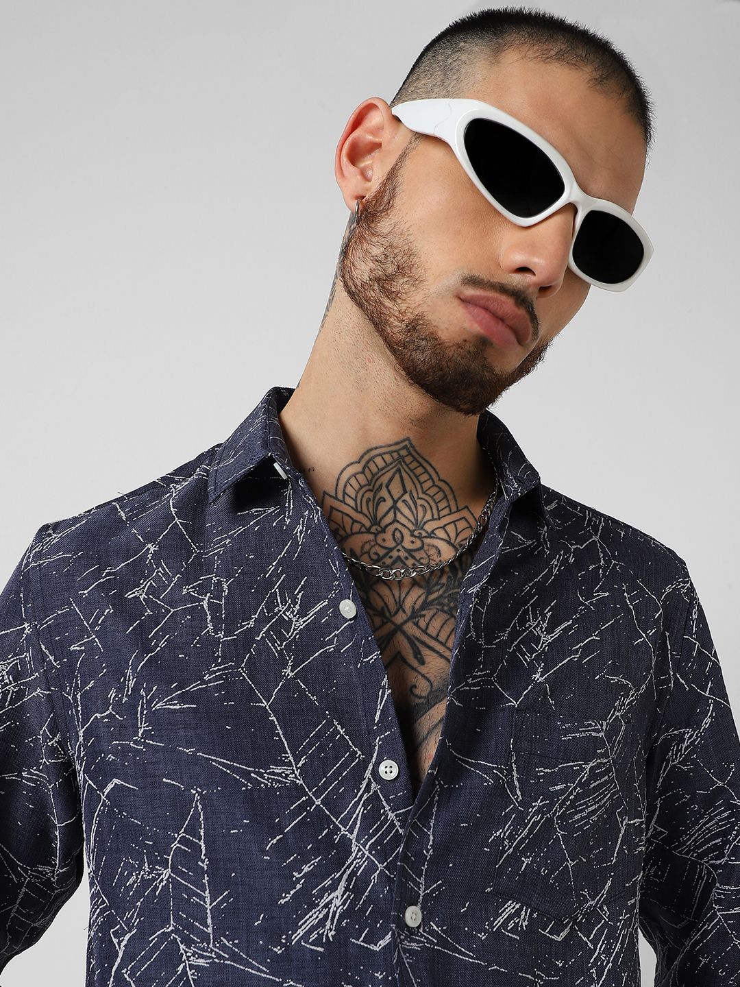 VASTRADO Men Classic Slim Fit Opaque Abstract Printed Casual Shirt