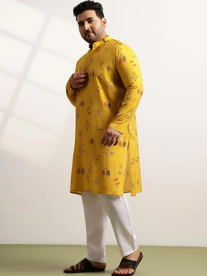 SOJANYA PLUS Motif Etnik Lelaki Bercetak Kurta Biasa dengan Piyama