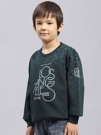Monte Carlo  Boys Cotton Green Printed Round Neck Full Sleeves Pullover Sweatshirt