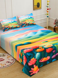 Myntra Elegant Homes Floral Printed 400 TC King 7D Bedsheet With 2 Pillow Cover