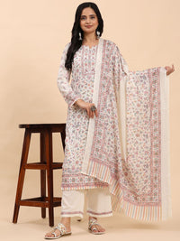 Mamicha Women Ethnic Motifs Printed Regular Pure Cotton Kurta with Palazzos & With Dupatta
