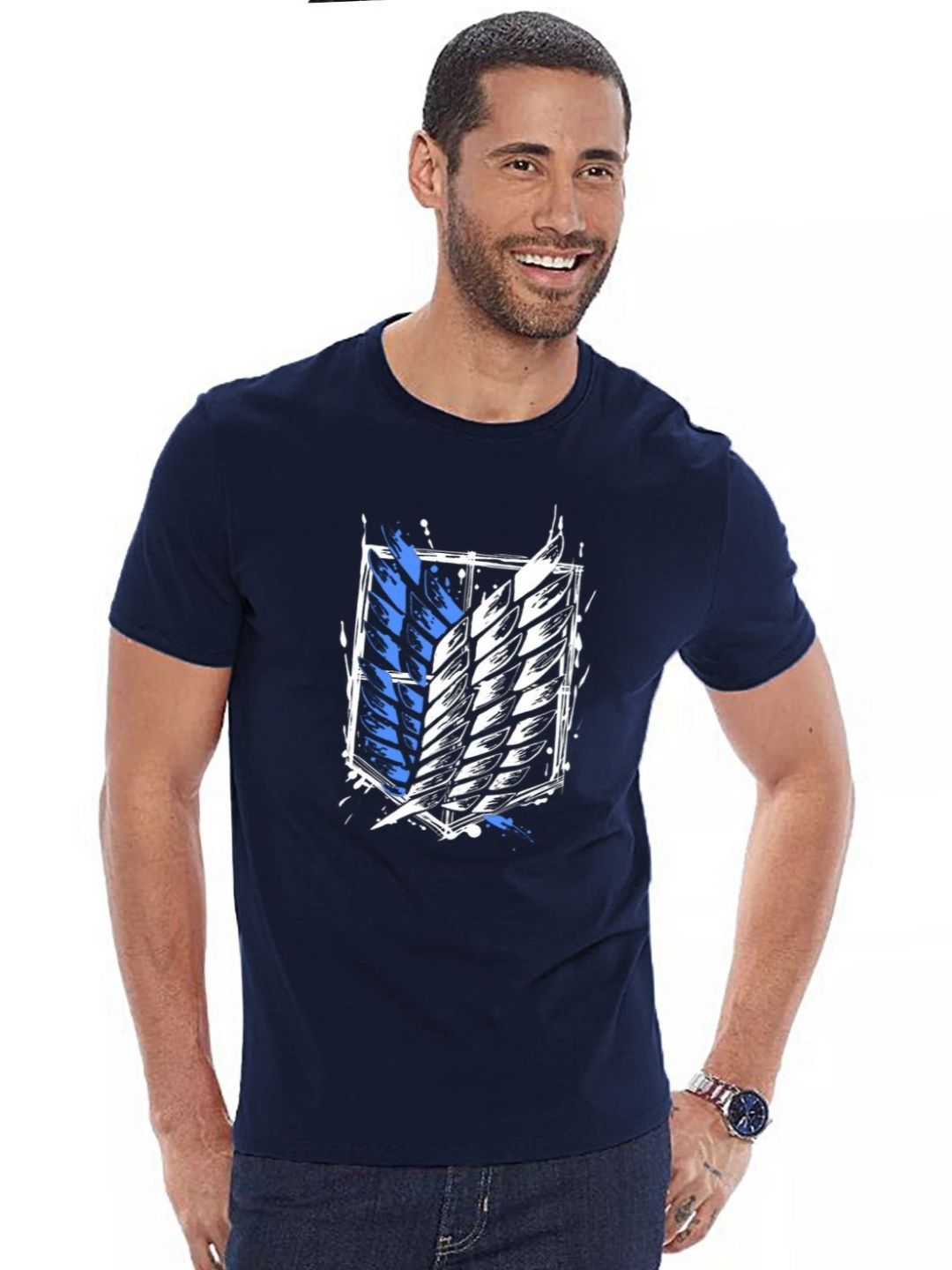 Pek ADRO Lelaki dengan 3 T-shirt Kapas Leher Bulat Bercetak Grafik
