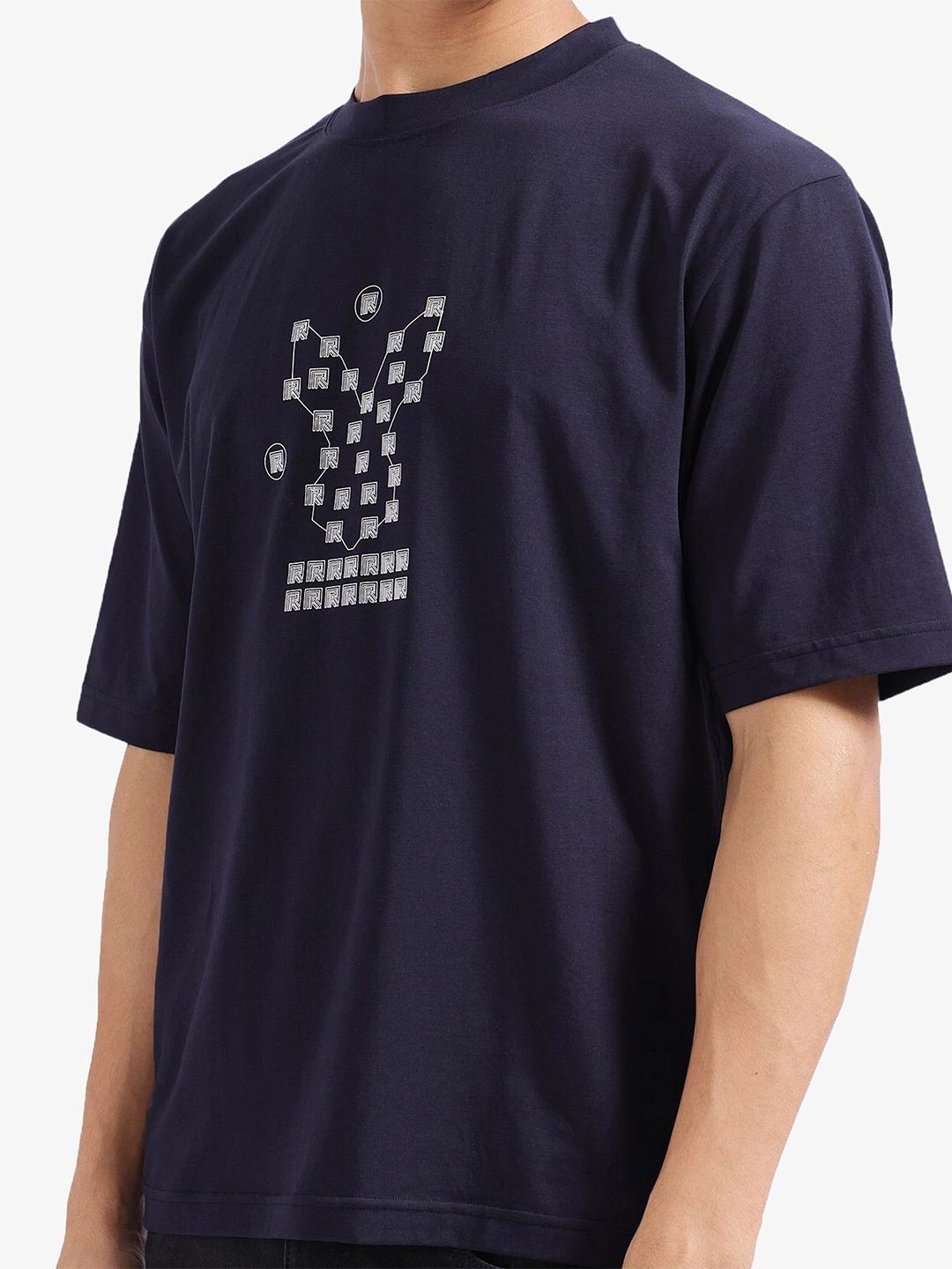RARE RABBIT Men Graphic Printed Round Neck Cotton Relaxed Fit T-shirt