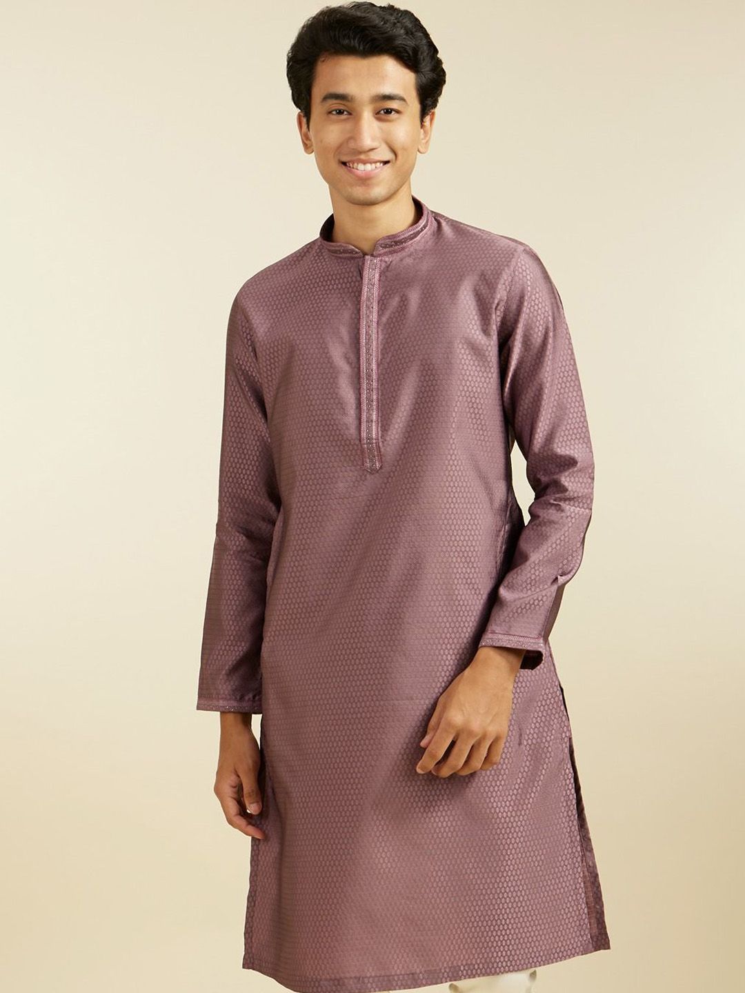 Diwas by Manyavar Ethnic Motifs Self Design Mandarin Collar Straight Kurta