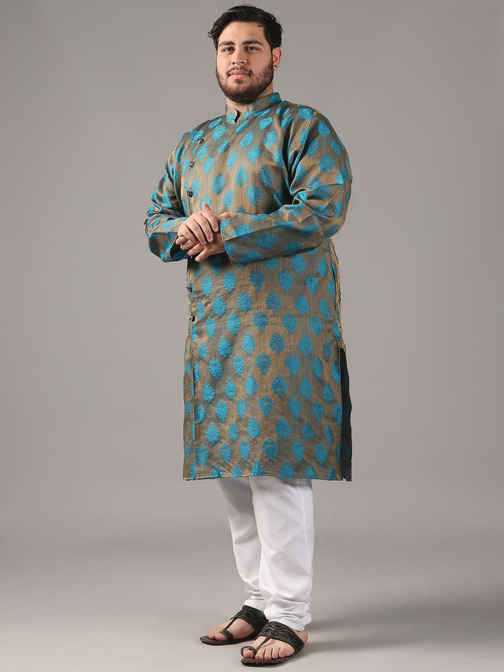 SOJANYA PLUS Plus Size Men Ethnic Motifs Woven Design Straight Kurta With Pyjamas