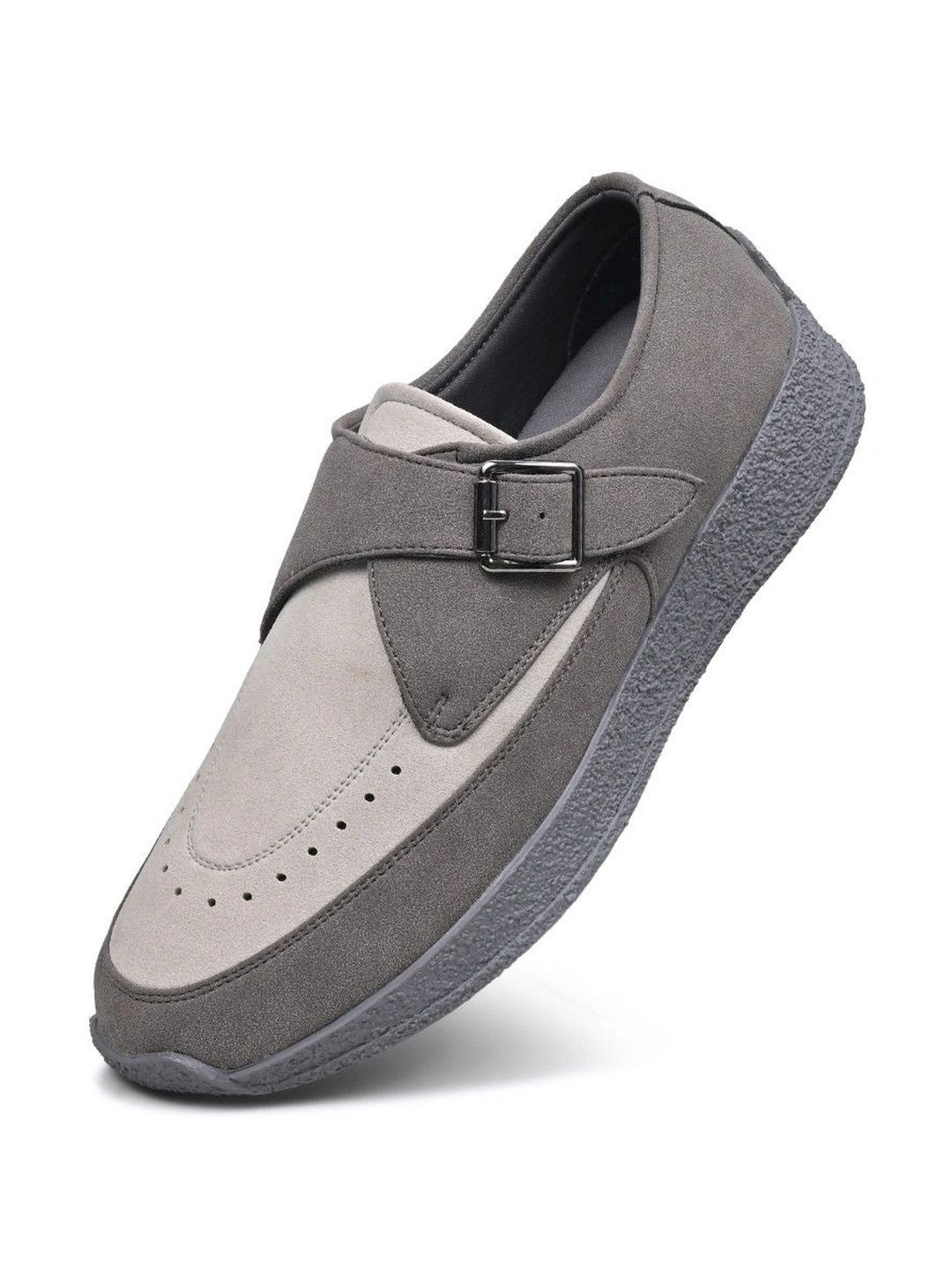 MONKSTORY Men Grey Suede Sneakers