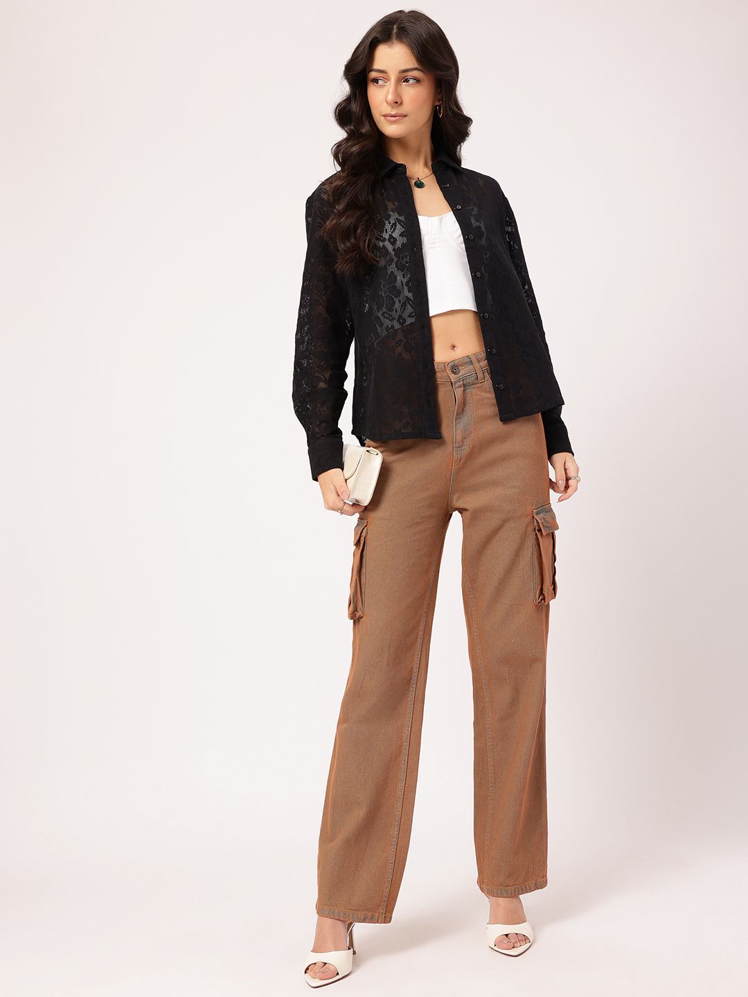 DressBerry Eclectic Essentials Self-Designed Semi-Sheer Shirt