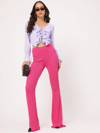 DressBerry Cozy Kawaii Ruffled Dobby Weave Crop Top