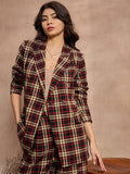 SASSAFRAS Checked Pure Cotton Comfort-Fit Double-Breasted Blazer