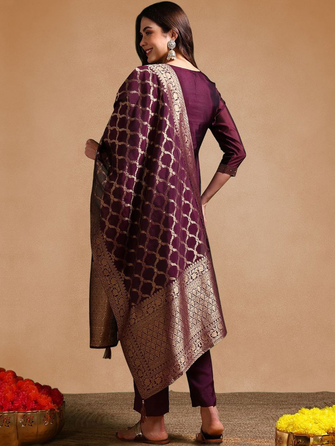 KALINI Women Floral Embroidered Kurta with Trousers & Dupatta