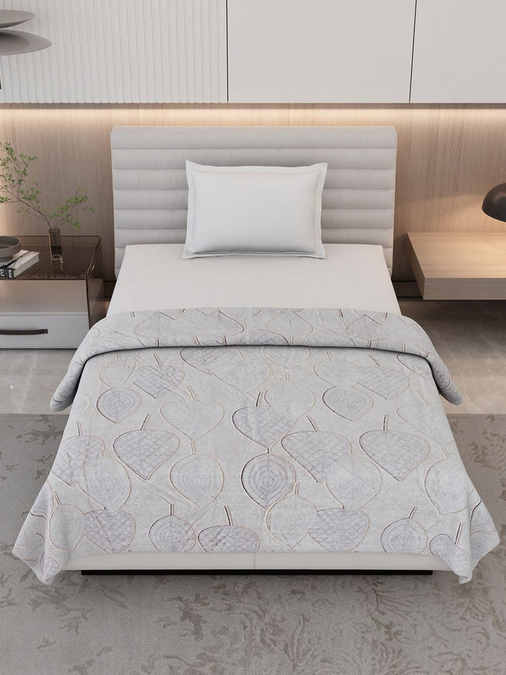 Monte Carlo Grey Ethnic Motifs Printed AC Room 290 GSM Single Bed Blanket
