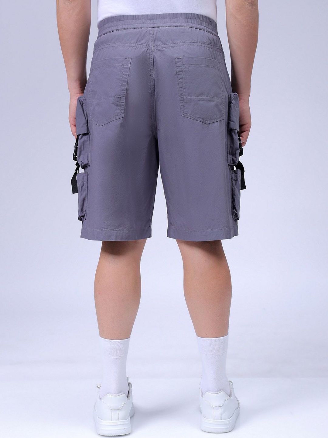 The Indian Garage Co Men Relaxed Fit Pure Cotton Utility Cargo Shorts