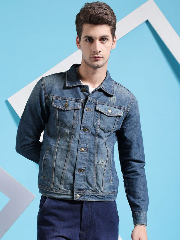 The Indian Garage Co Men Slim Fit Denim Trucker Jacket