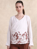 Rareism Floral Print Cotton Top