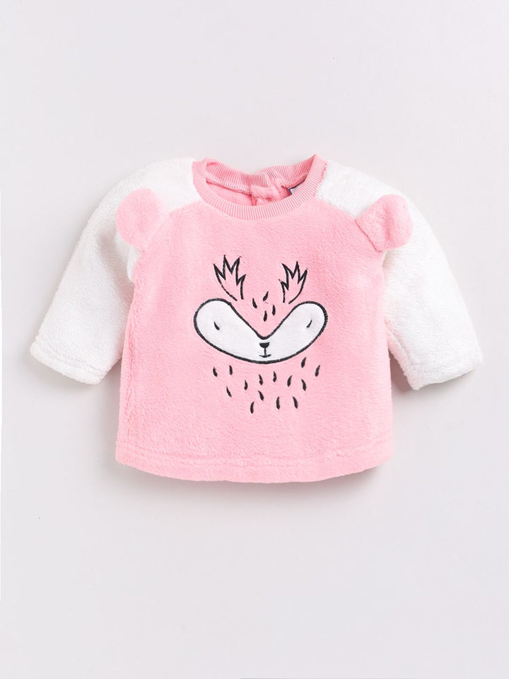 Moms Love Infant Girls Embroidered Sweatshirt With Joggers