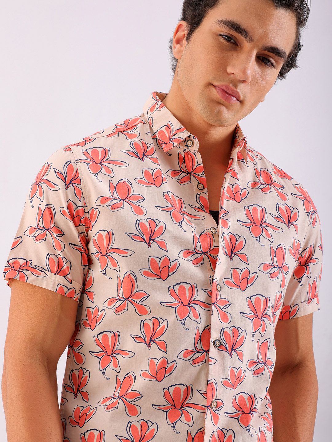 The Indian Garage Co Men Slim Fit Floral Printed Resortwear Shirt