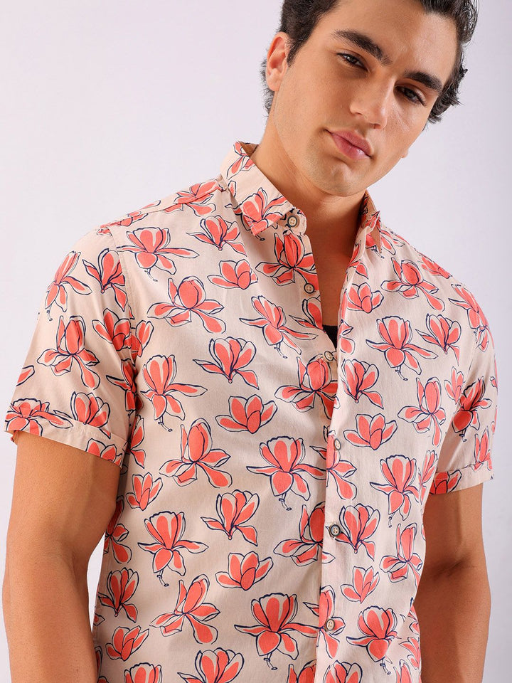 The Indian Garage Co Men Slim Fit Floral Printed Resortwear Shirt