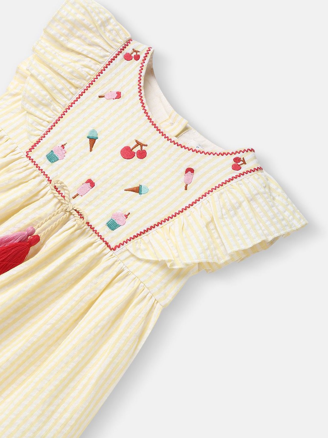 Nauti Nati Girls Cotton Embroidered Woven Frock