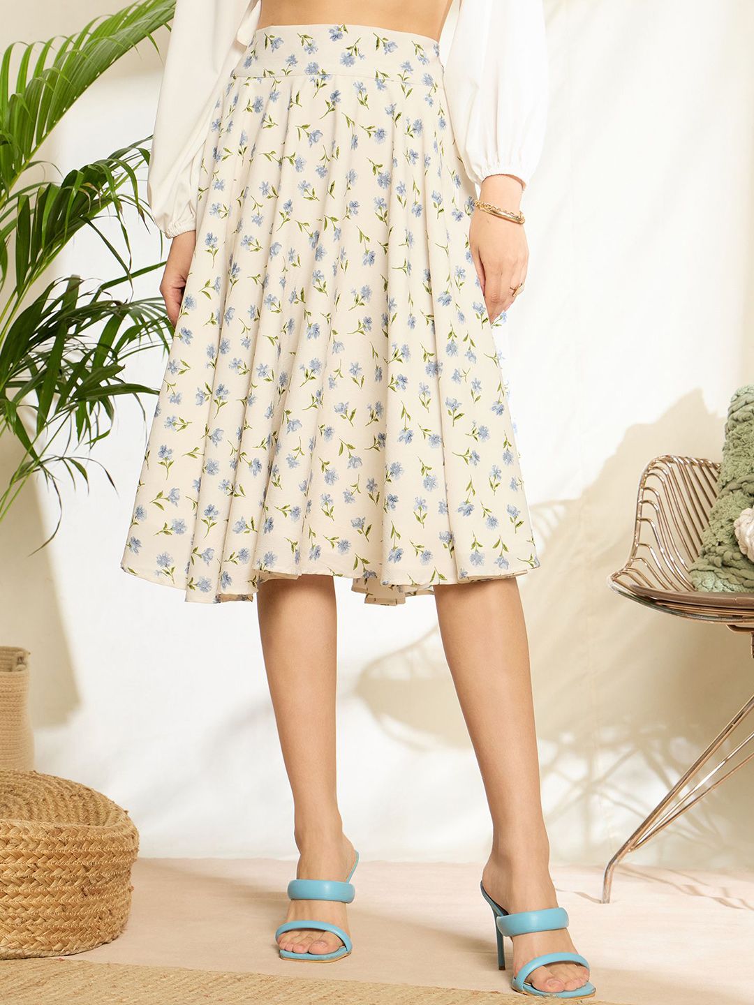 Berrylush Printed A-Line Knee Length Skirt