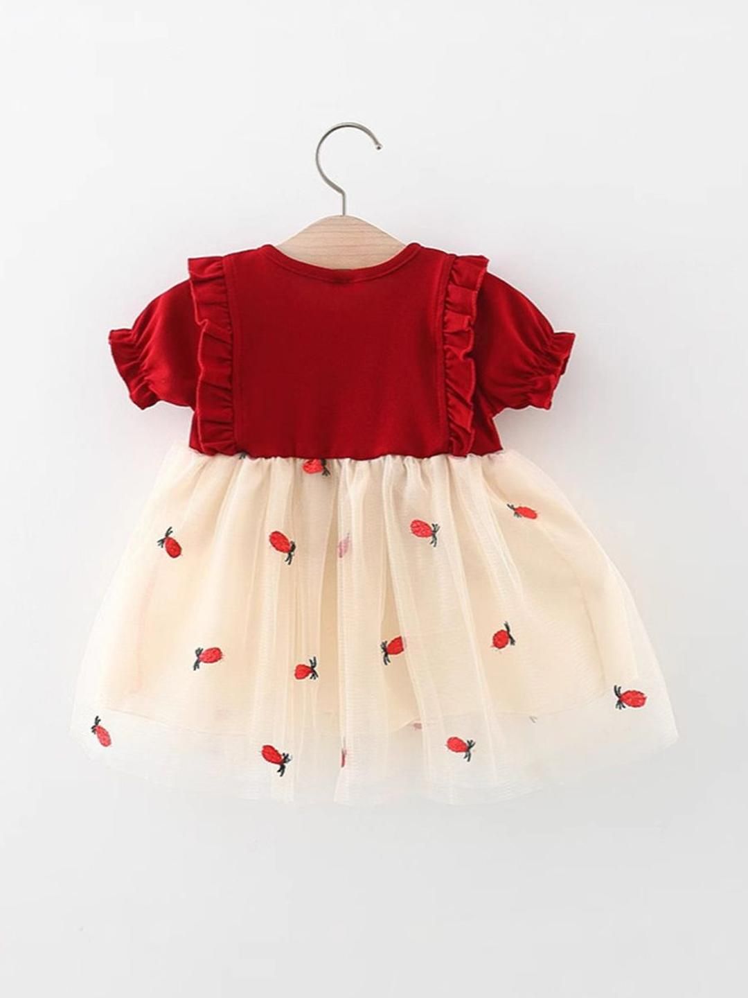 YK Embellished Colourblocked Fit & Flare Dress