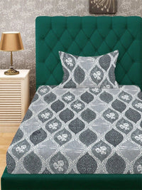 Myntra Elegant Homes Grey Geometric Wool 300 TC Single Bedsheet Set- 225X150 cm