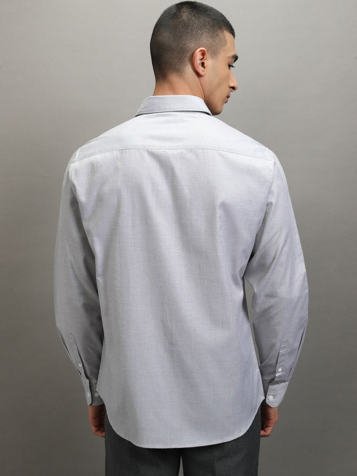 Highlander Men Light Grey Solid Slim Fit  Formal Shirt