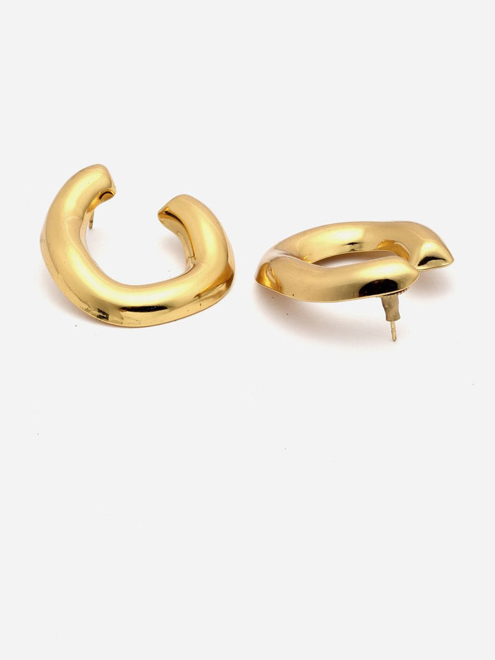 PANASH Gold-Plated Contemporary Half Hoop Earrings