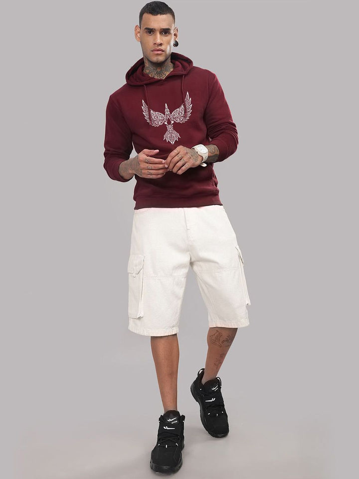 ADRO Men Printed Cotton Hooded Sweatshirt