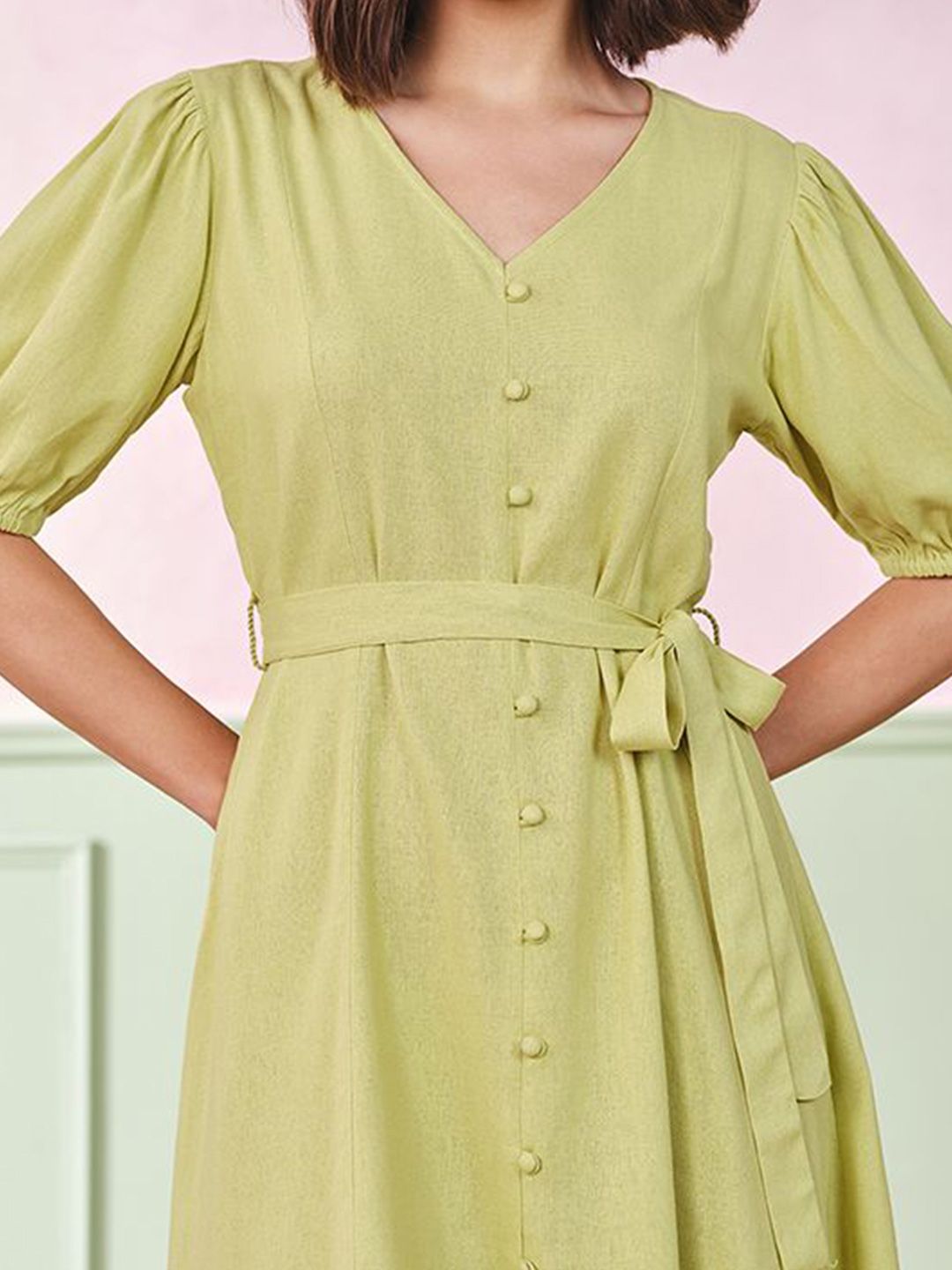 AND Women Puff Sleeve A-Line Dress