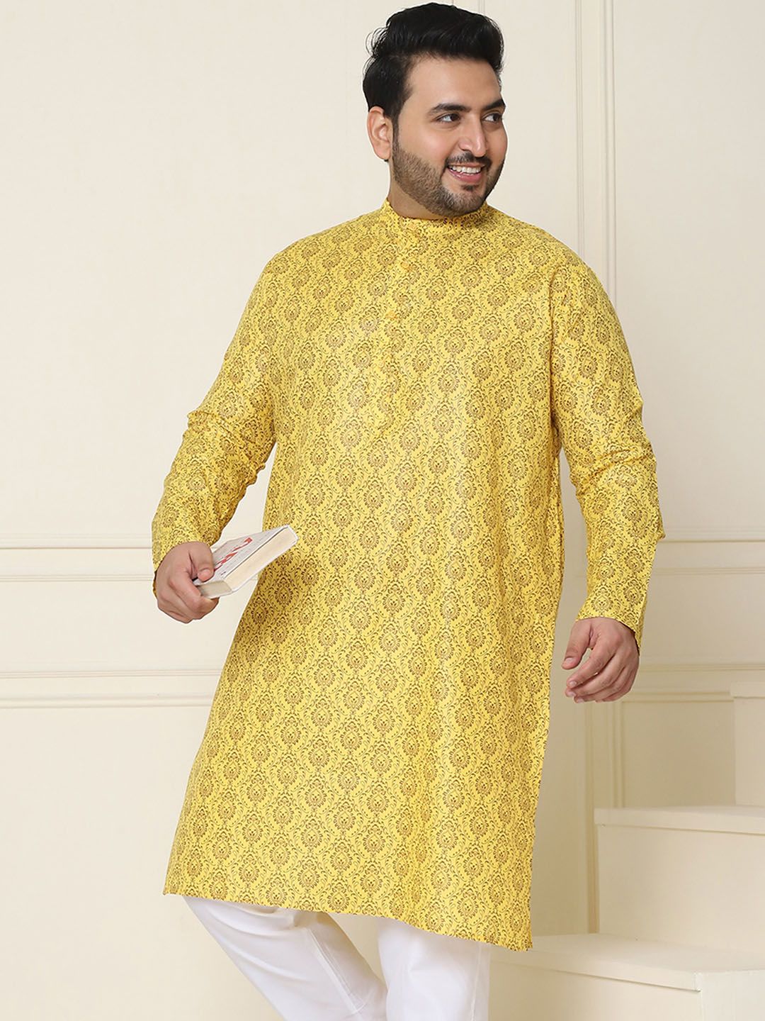 SOJANYA PLUS Floral Printed Mandarin Collar Kurta Lurus Biasa