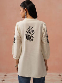 Kurta Kerja Benang Sulam Bunga Rumah Wanita Chikankari