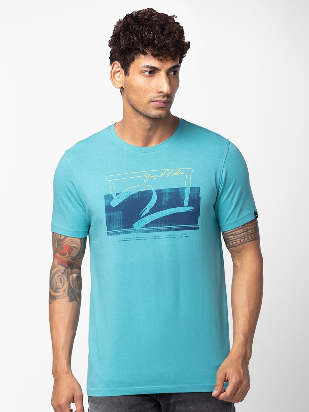SPYKAR Men Typography Printed Slim Fit T-shirt