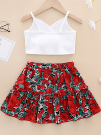 YK Girls Shoulder Straps Top With Skirt